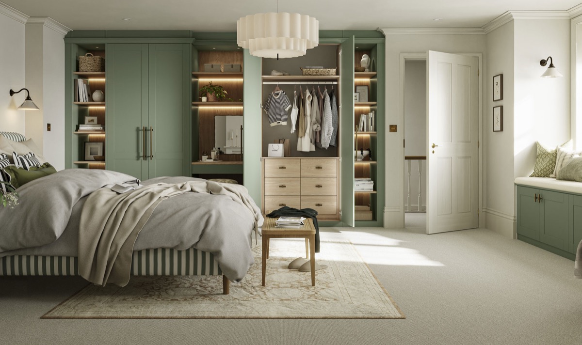 Fitted bedroom in Willow Green Shaker